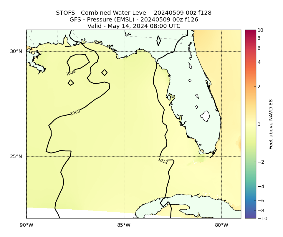 STOFS 128 Hour Total Water Level image (ft)