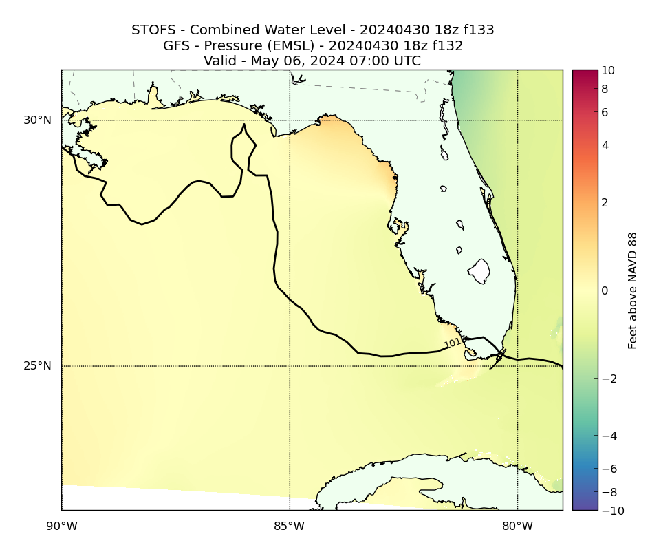 STOFS 133 Hour Total Water Level image (ft)