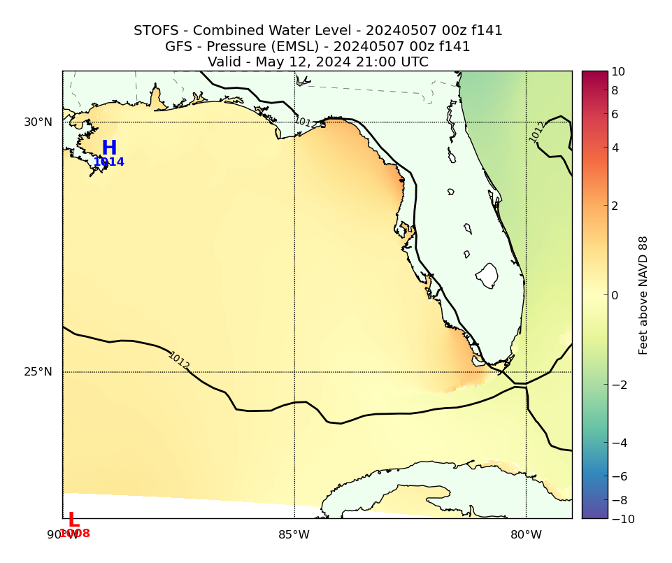 STOFS 141 Hour Total Water Level image (ft)