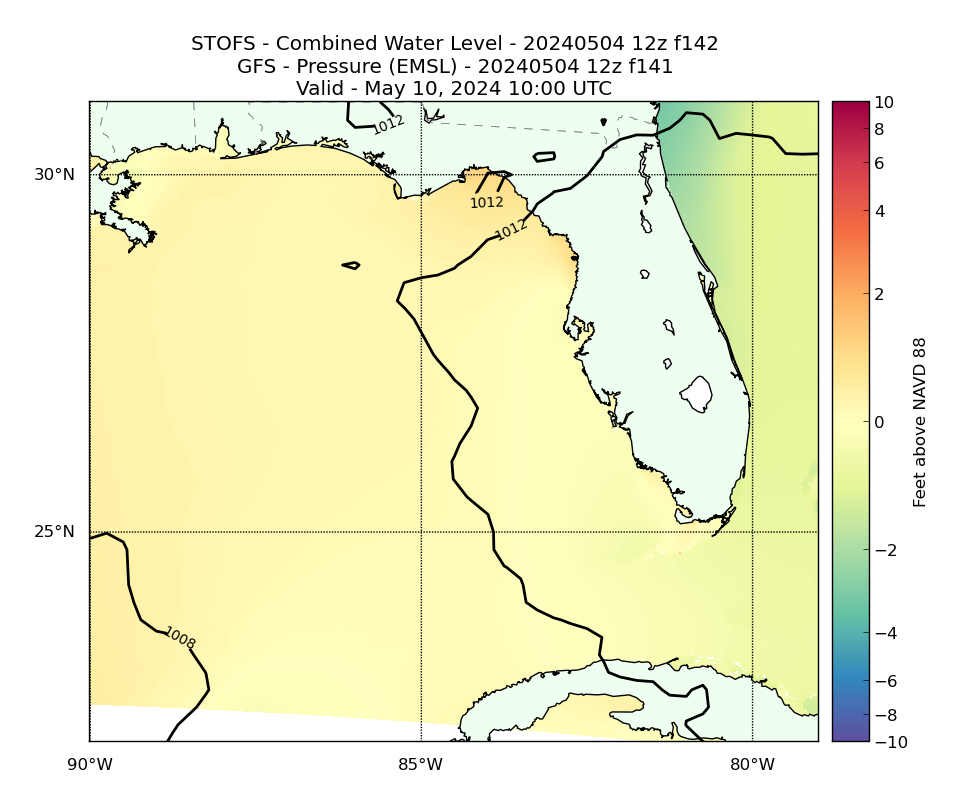 STOFS 142 Hour Total Water Level image (ft)