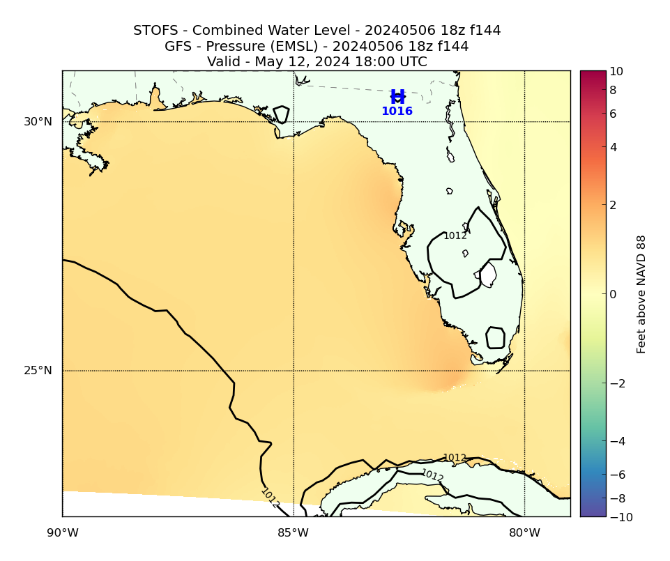 STOFS 144 Hour Total Water Level image (ft)