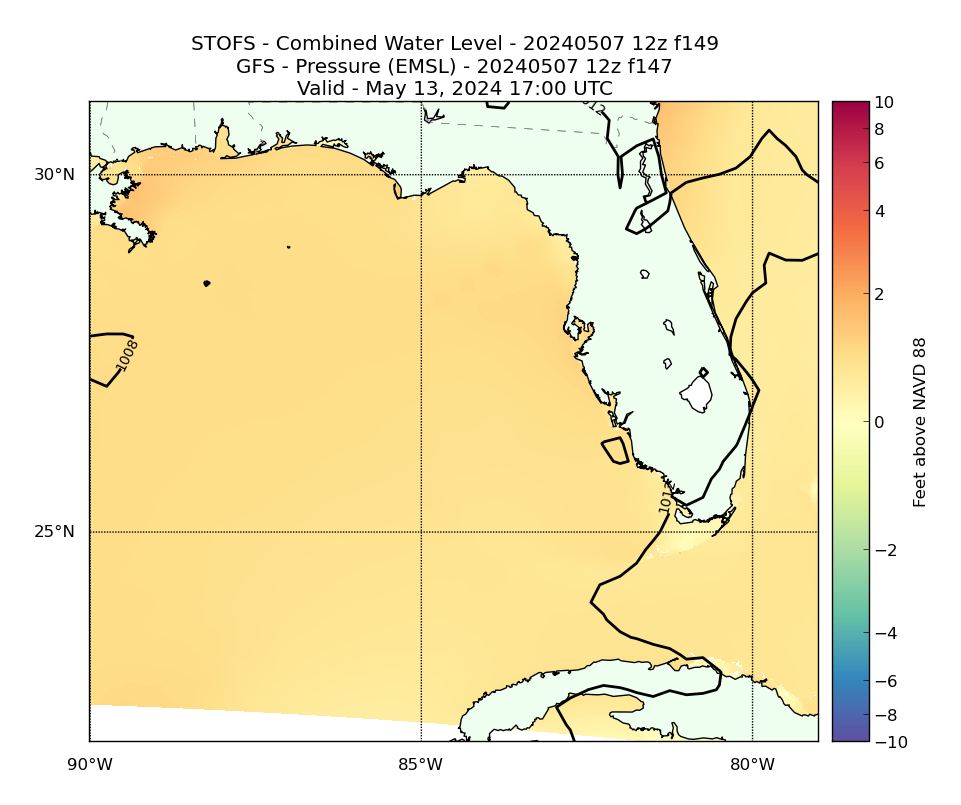 STOFS 149 Hour Total Water Level image (ft)