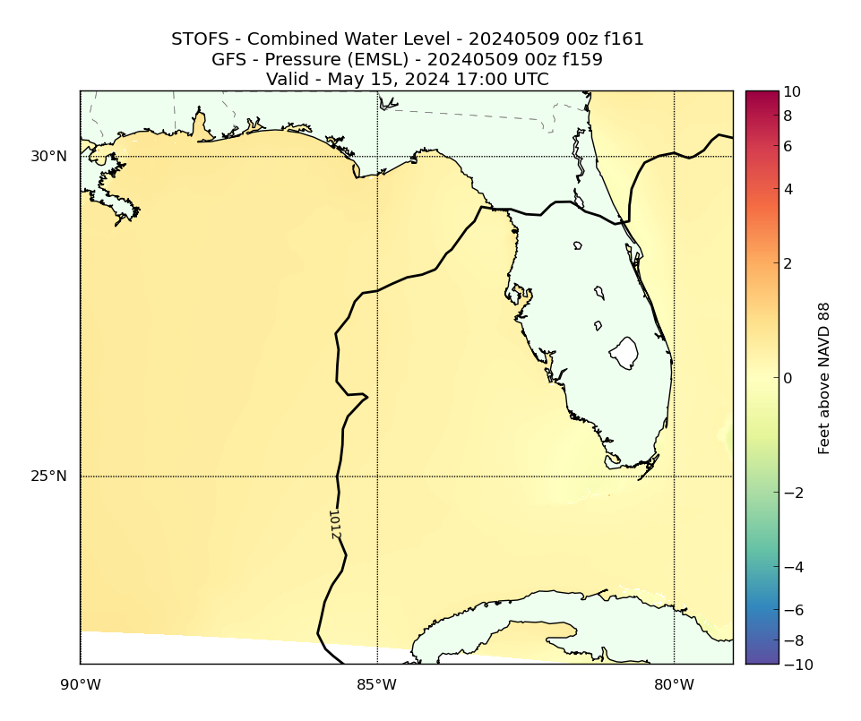 STOFS 161 Hour Total Water Level image (ft)