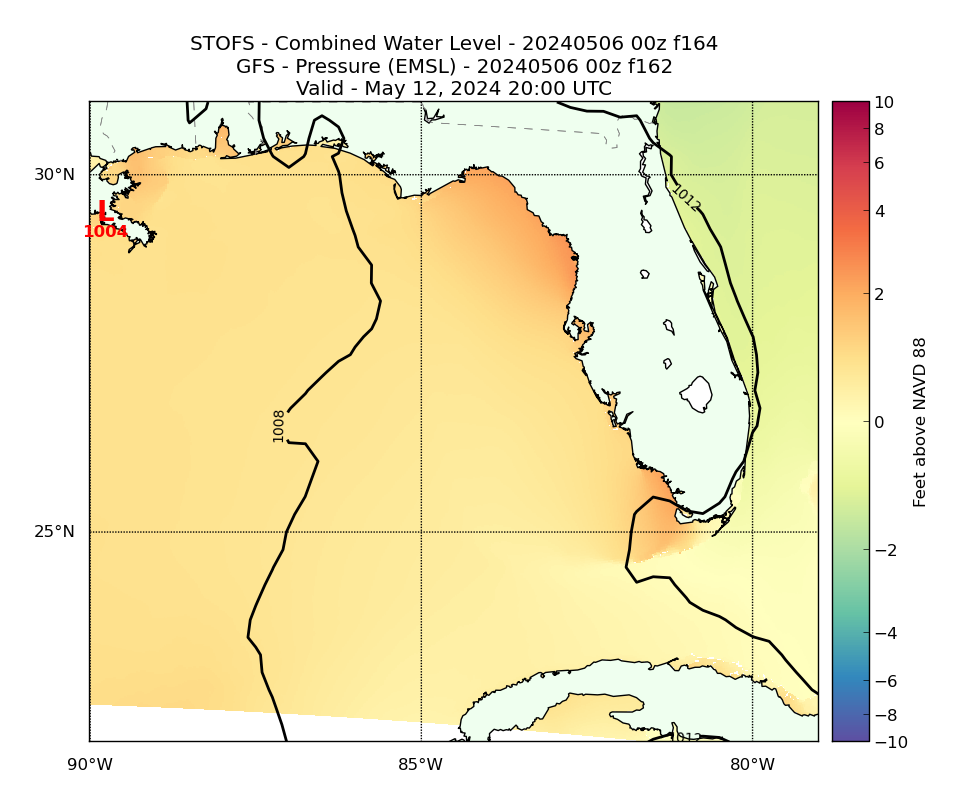 STOFS 164 Hour Total Water Level image (ft)