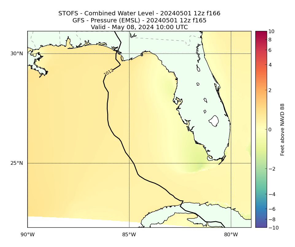 STOFS 166 Hour Total Water Level image (ft)