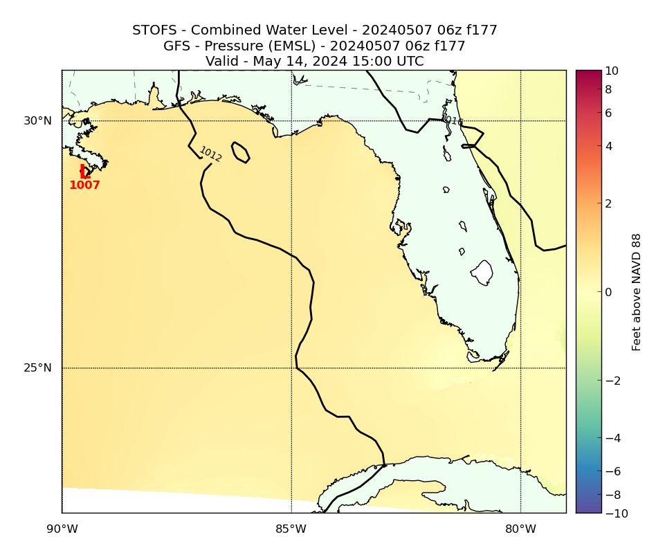 STOFS 177 Hour Total Water Level image (ft)