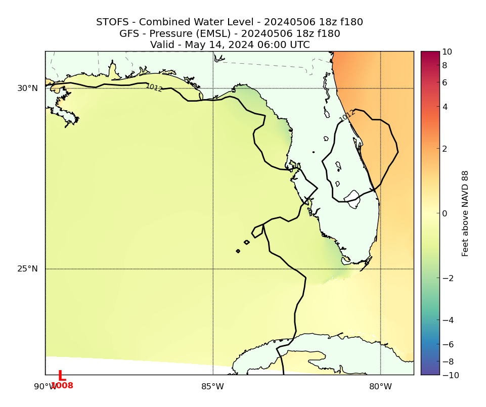 STOFS 180 Hour Total Water Level image (ft)