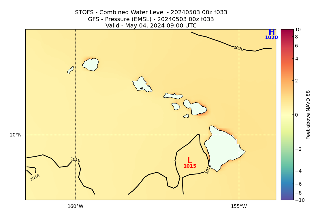 STOFS 33 Hour Total Water Level image (ft)