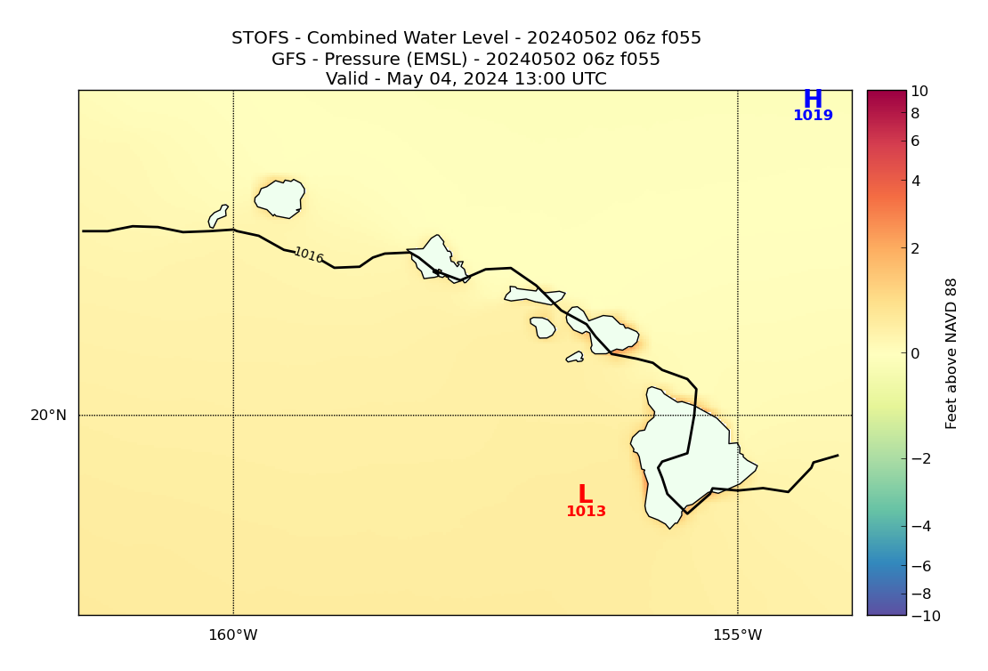 STOFS 55 Hour Total Water Level image (ft)