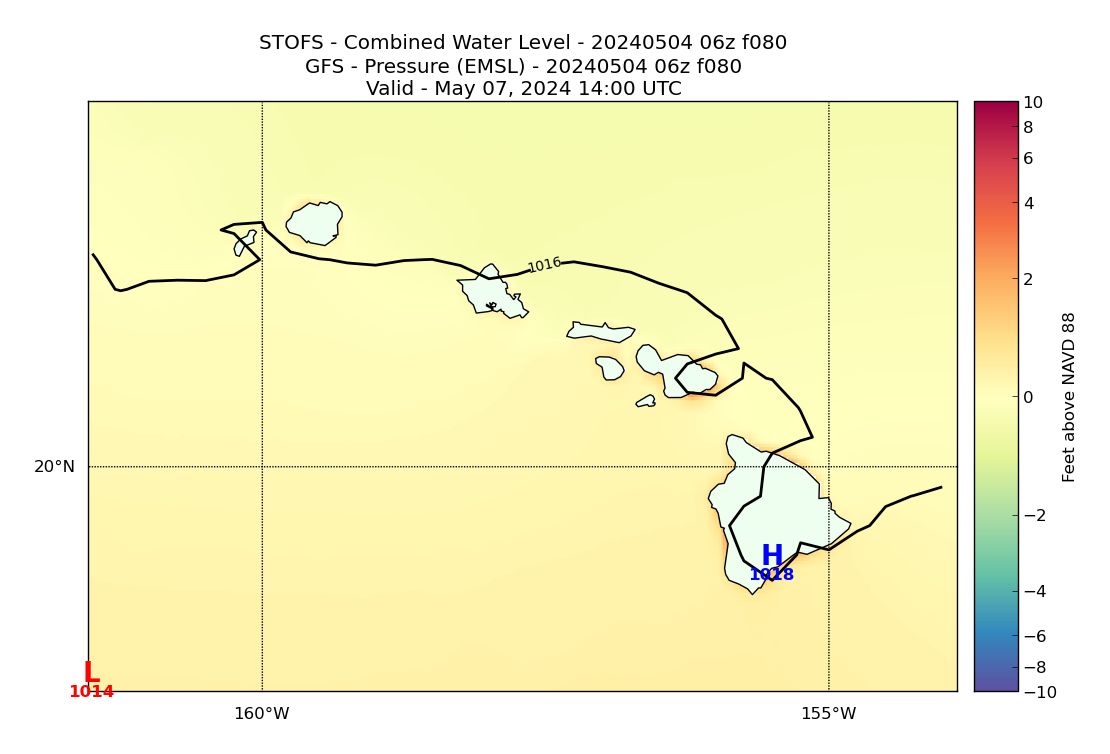 STOFS 80 Hour Total Water Level image (ft)