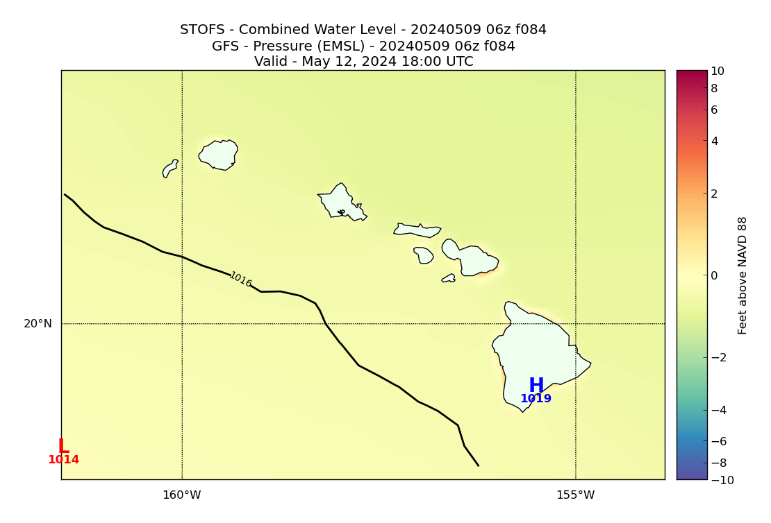 STOFS 84 Hour Total Water Level image (ft)