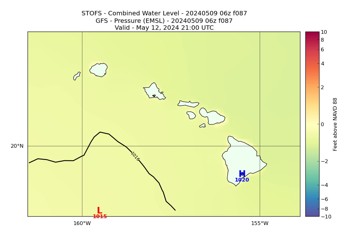 STOFS 87 Hour Total Water Level image (ft)