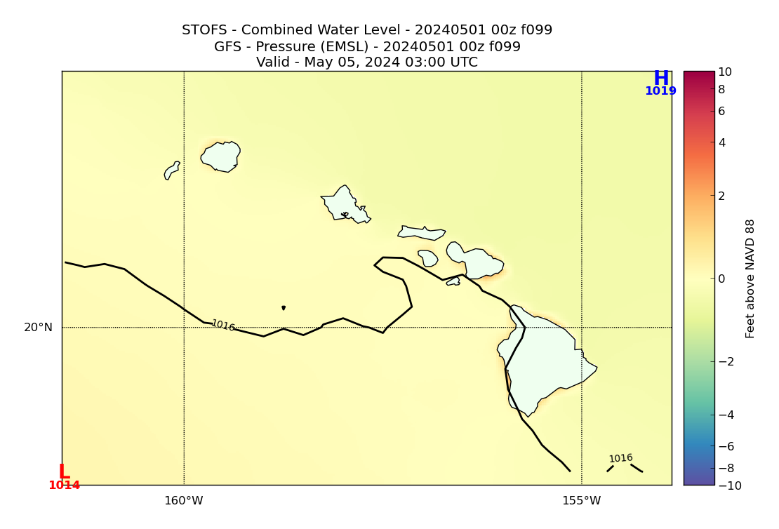 STOFS 99 Hour Total Water Level image (ft)