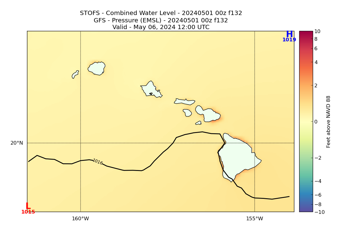 STOFS 132 Hour Total Water Level image (ft)
