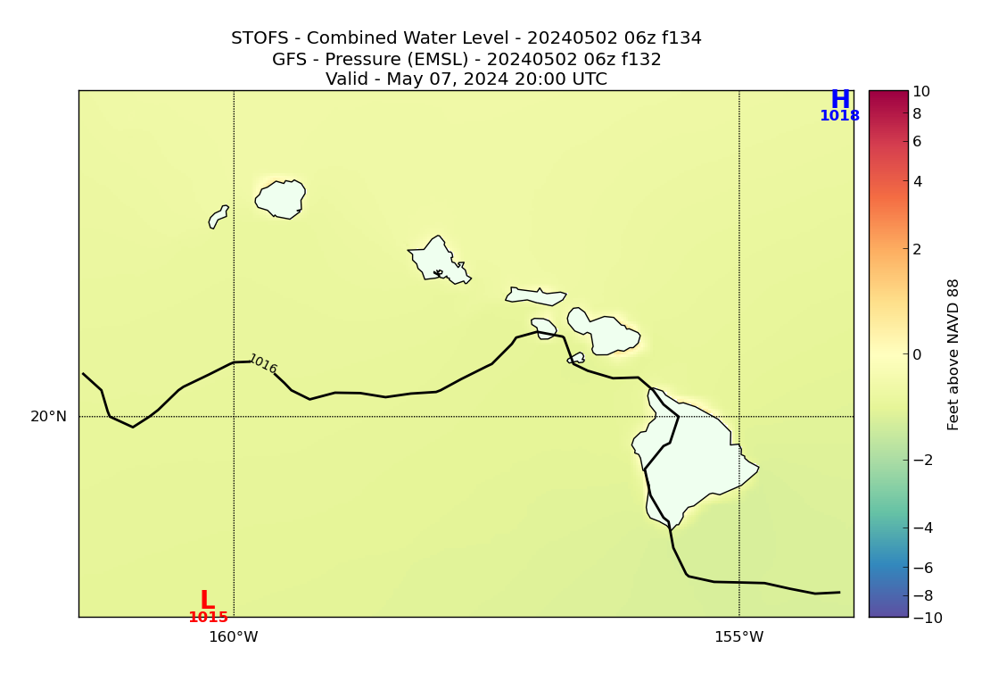 STOFS 134 Hour Total Water Level image (ft)