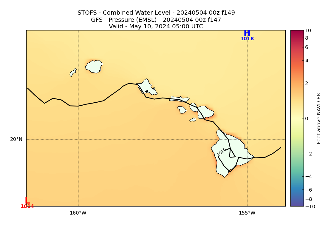 STOFS 149 Hour Total Water Level image (ft)