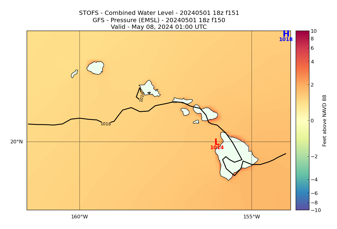STOFS 151 Hour Total Water Level image (ft)