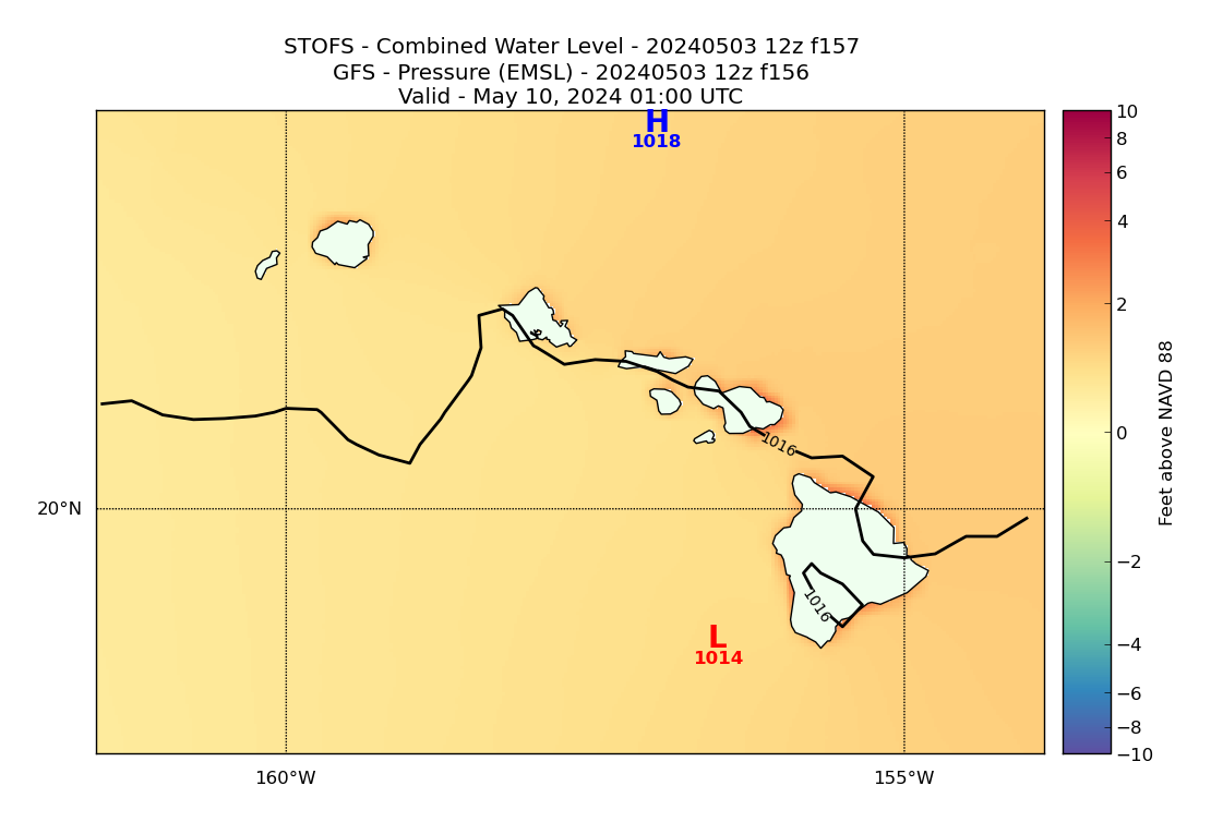 STOFS 157 Hour Total Water Level image (ft)