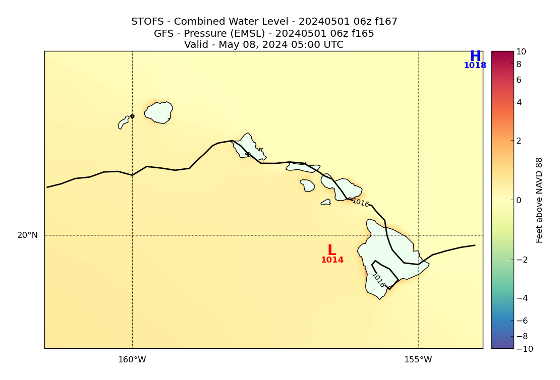 STOFS 167 Hour Total Water Level image (ft)