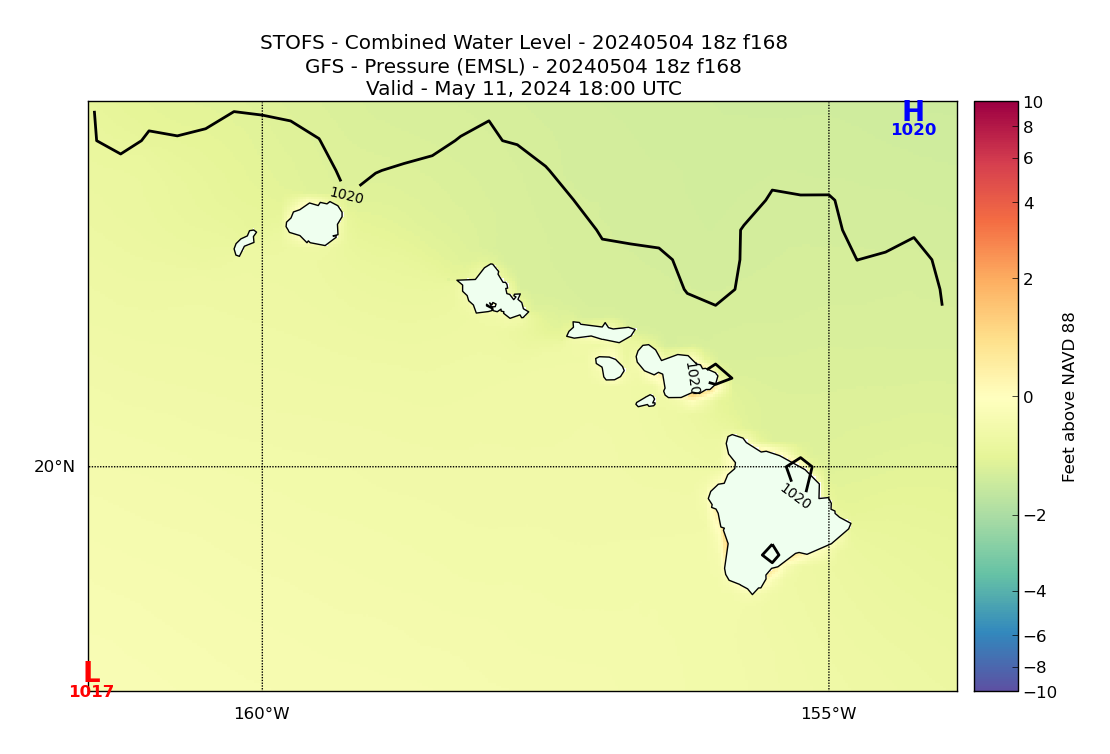 STOFS 168 Hour Total Water Level image (ft)