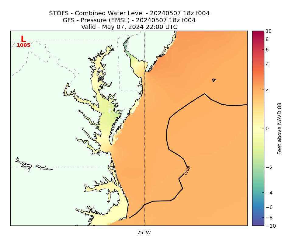 STOFS 4 Hour Total Water Level image (ft)