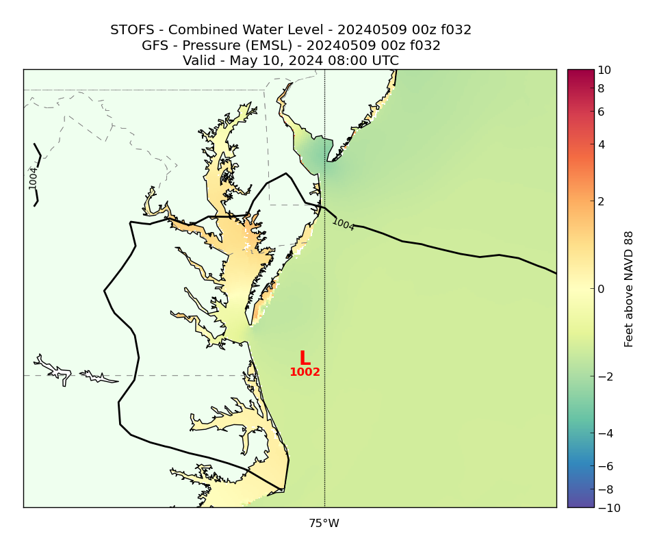 STOFS 32 Hour Total Water Level image (ft)