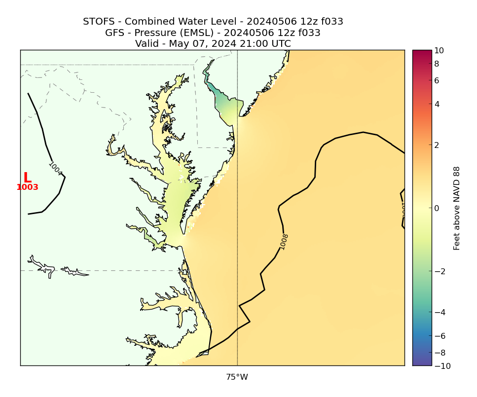 STOFS 33 Hour Total Water Level image (ft)