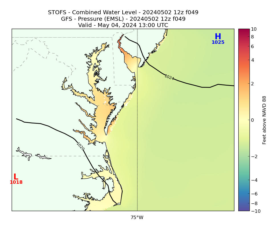 STOFS 49 Hour Total Water Level image (ft)