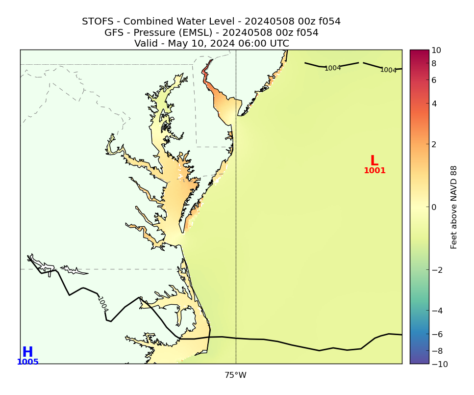 STOFS 54 Hour Total Water Level image (ft)