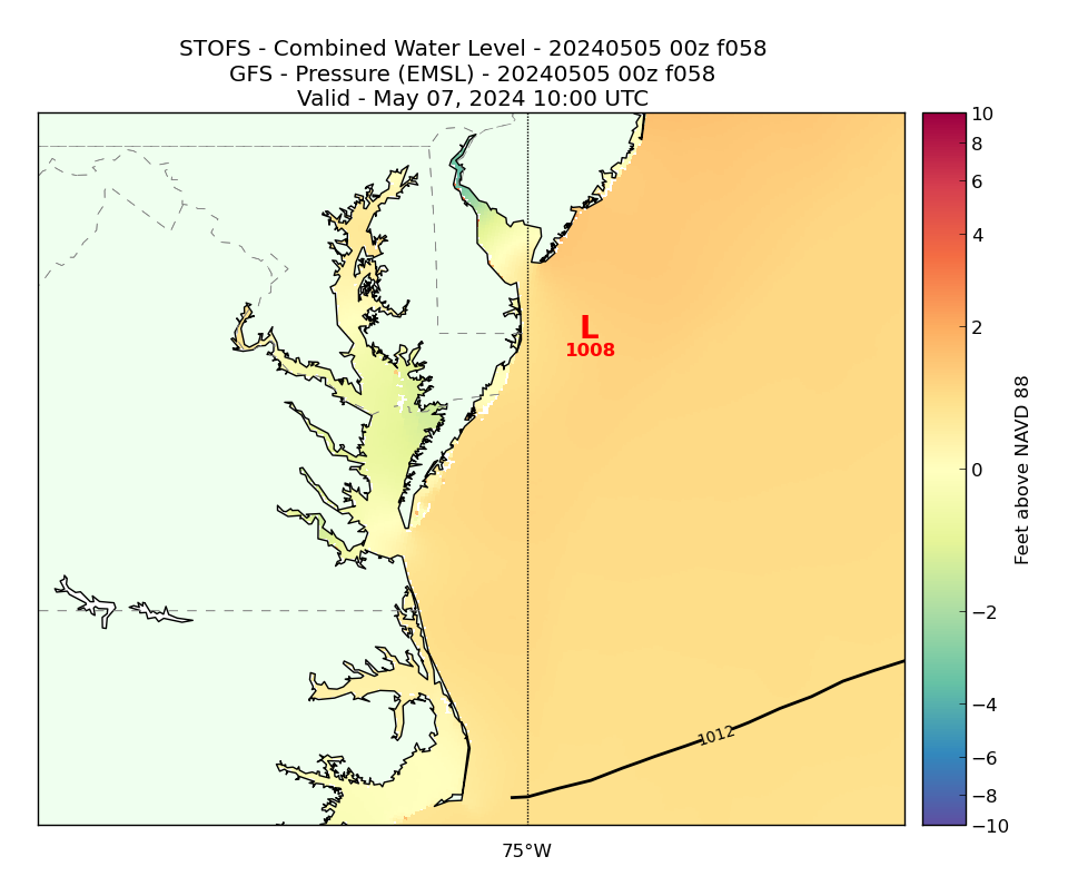 STOFS 58 Hour Total Water Level image (ft)