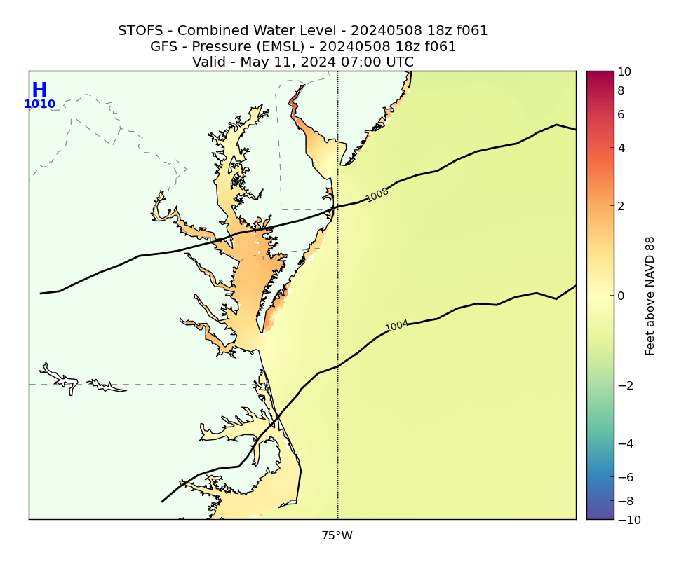 STOFS 61 Hour Total Water Level image (ft)
