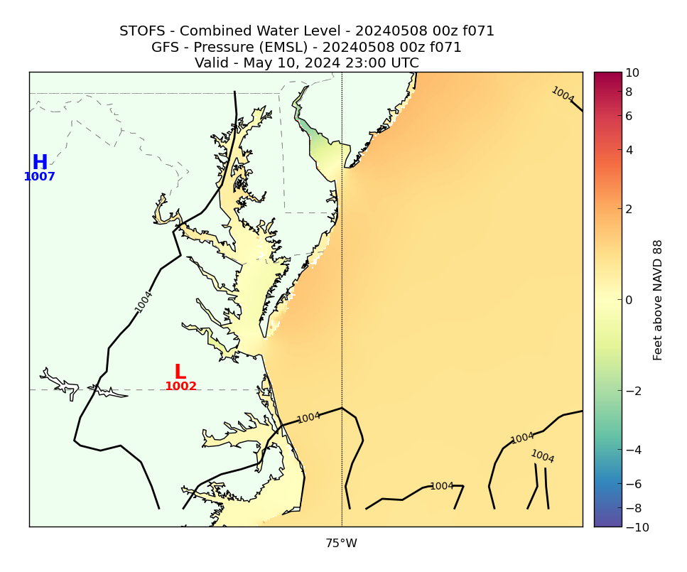 STOFS 71 Hour Total Water Level image (ft)