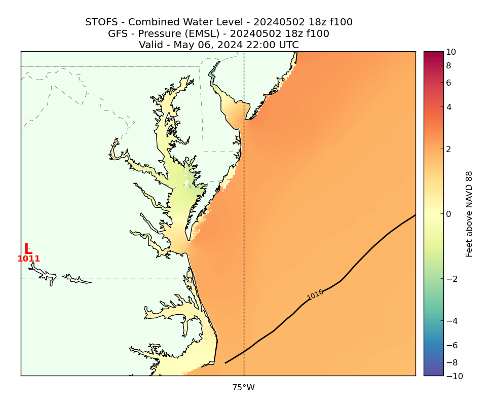 STOFS 100 Hour Total Water Level image (ft)