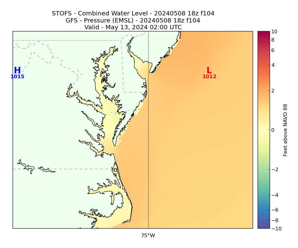 STOFS 104 Hour Total Water Level image (ft)