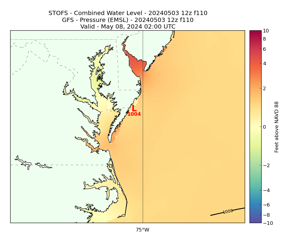 STOFS 110 Hour Total Water Level image (ft)