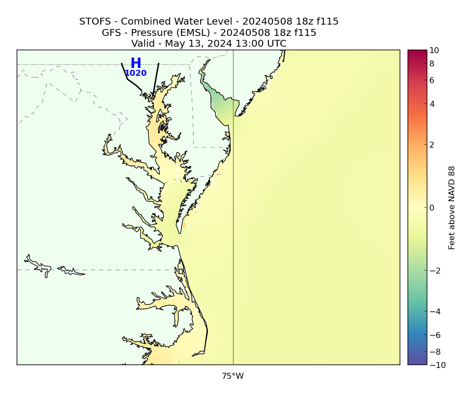 STOFS 115 Hour Total Water Level image (ft)