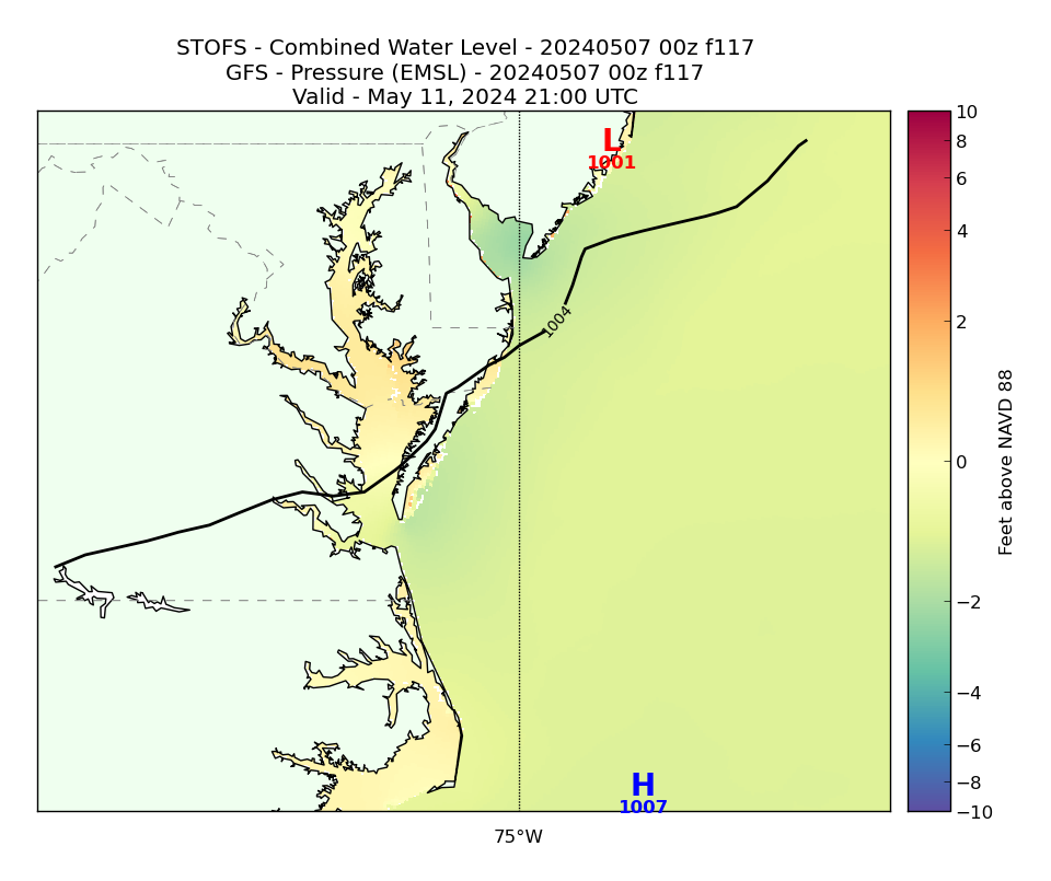 STOFS 117 Hour Total Water Level image (ft)