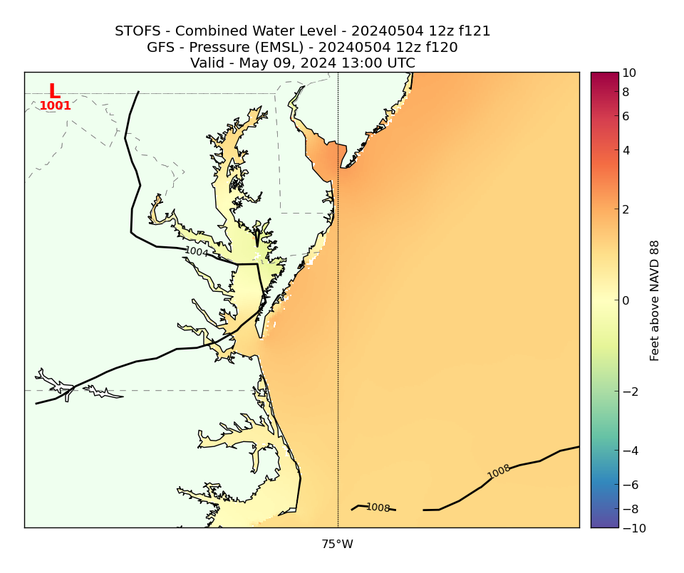 STOFS 121 Hour Total Water Level image (ft)
