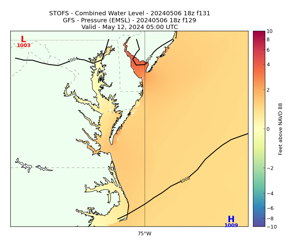 STOFS 131 Hour Total Water Level image (ft)