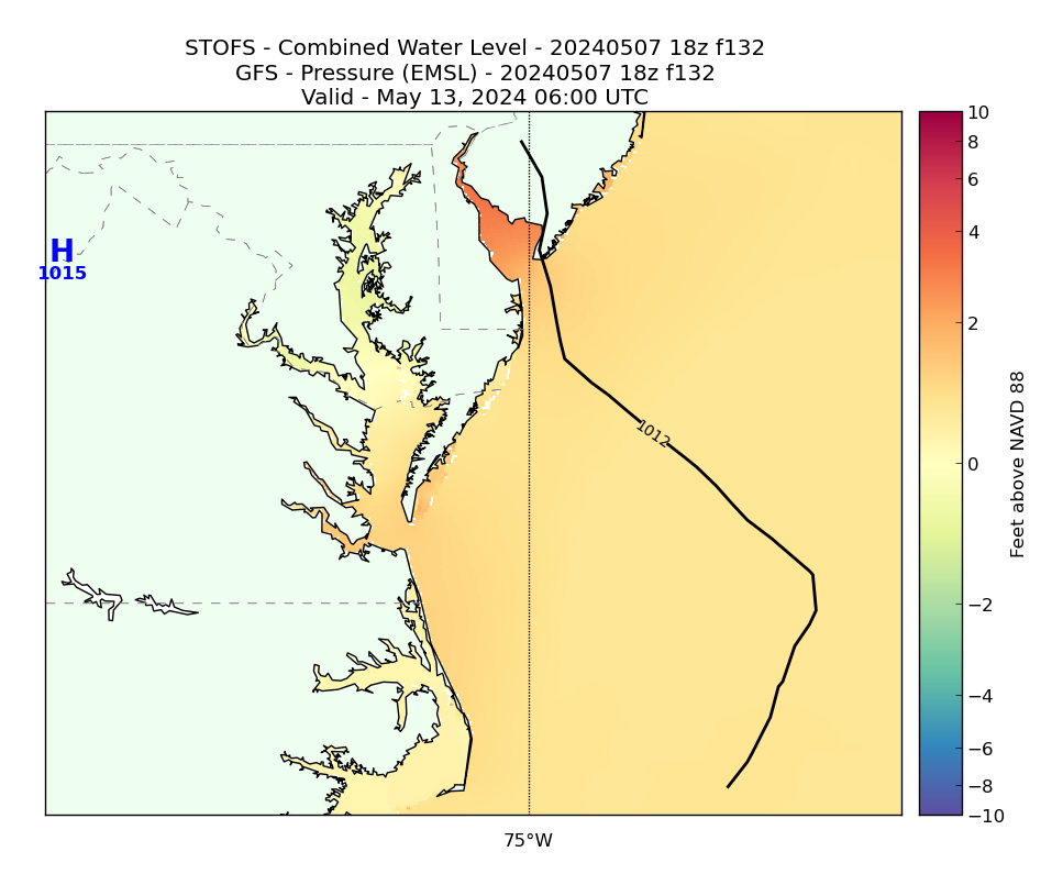 STOFS 132 Hour Total Water Level image (ft)
