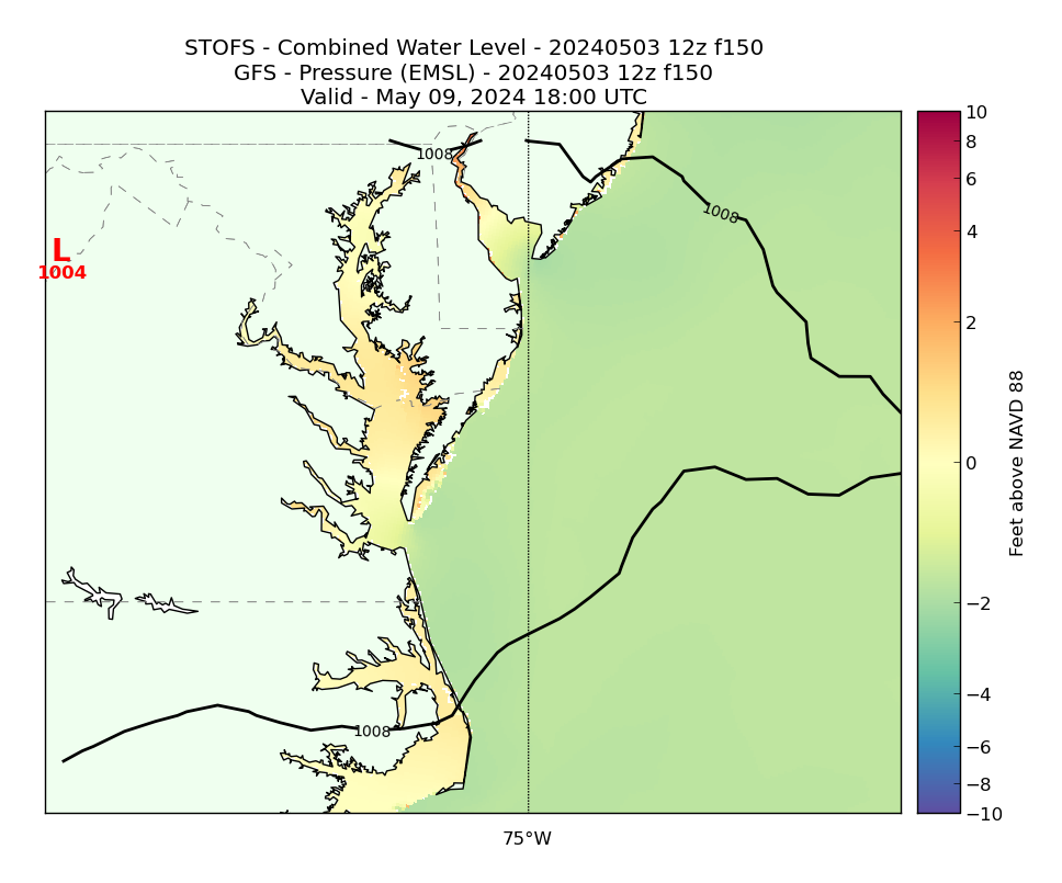 STOFS 150 Hour Total Water Level image (ft)