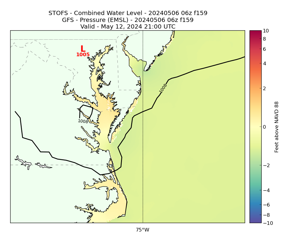 STOFS 159 Hour Total Water Level image (ft)