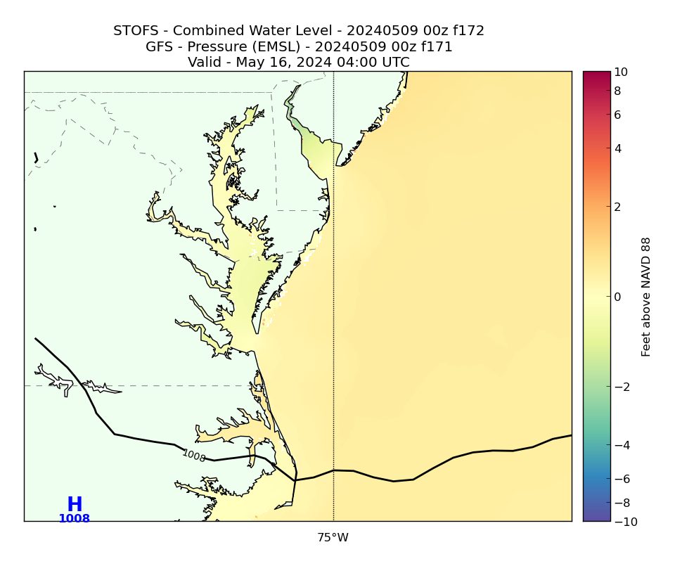 STOFS 172 Hour Total Water Level image (ft)