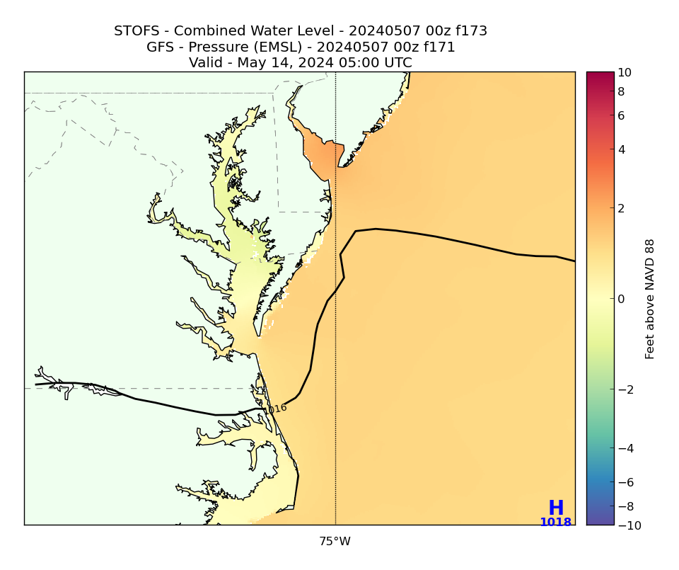 STOFS 173 Hour Total Water Level image (ft)