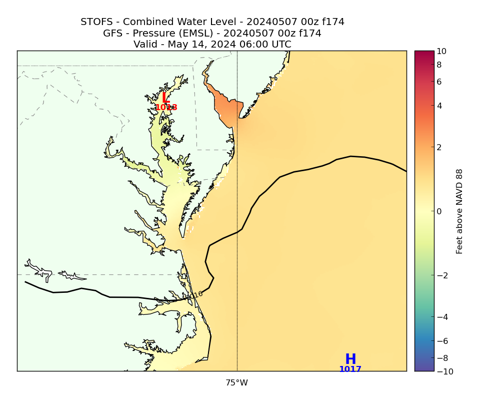 STOFS 174 Hour Total Water Level image (ft)
