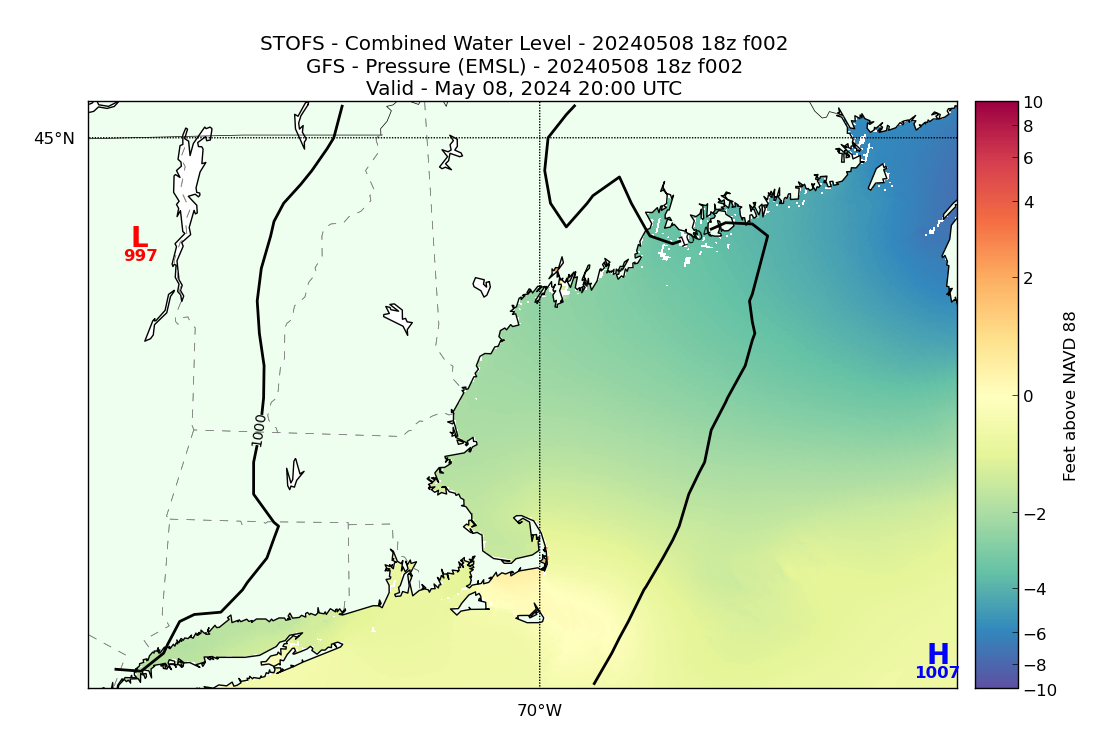 STOFS 2 Hour Total Water Level image (ft)