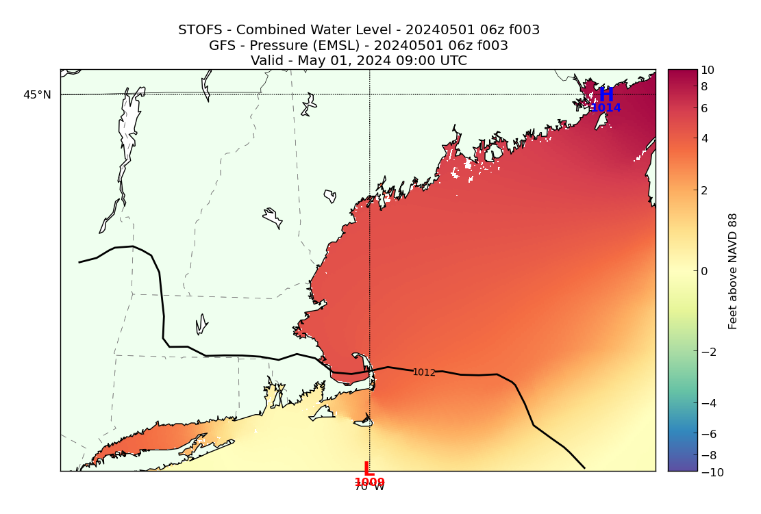 STOFS 3 Hour Total Water Level image (ft)