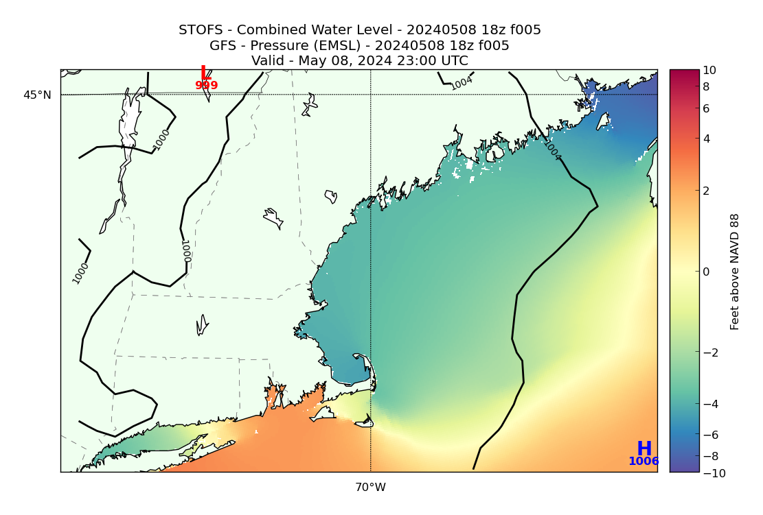 STOFS 5 Hour Total Water Level image (ft)