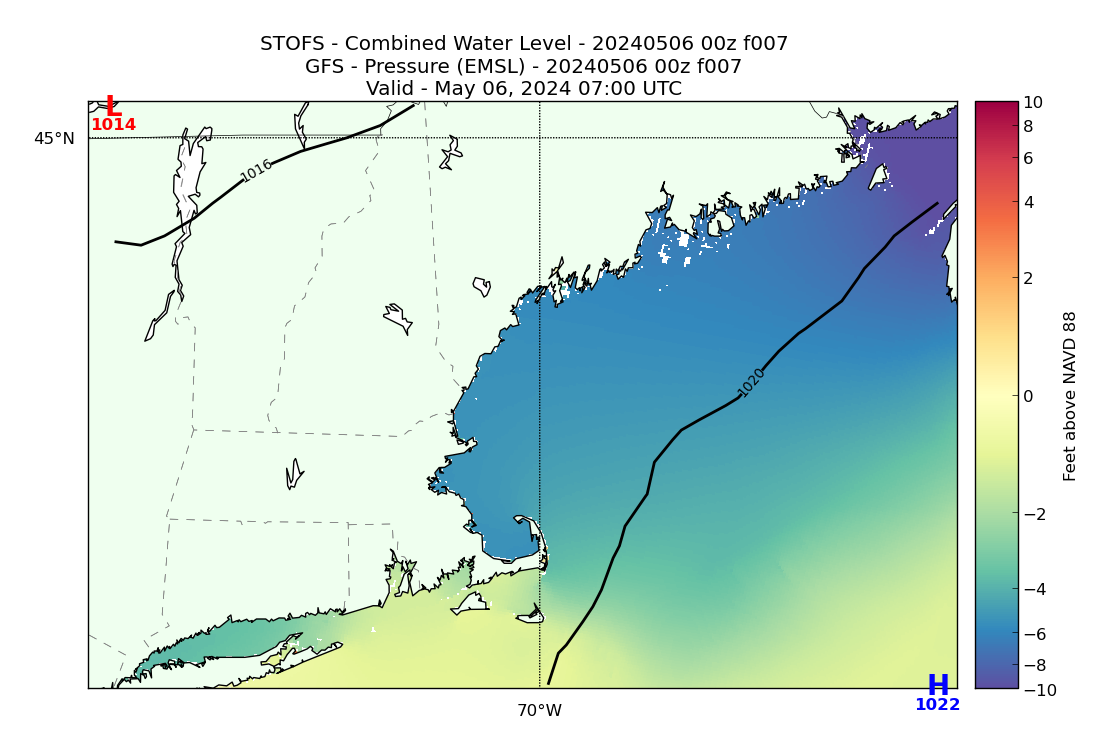 STOFS 7 Hour Total Water Level image (ft)