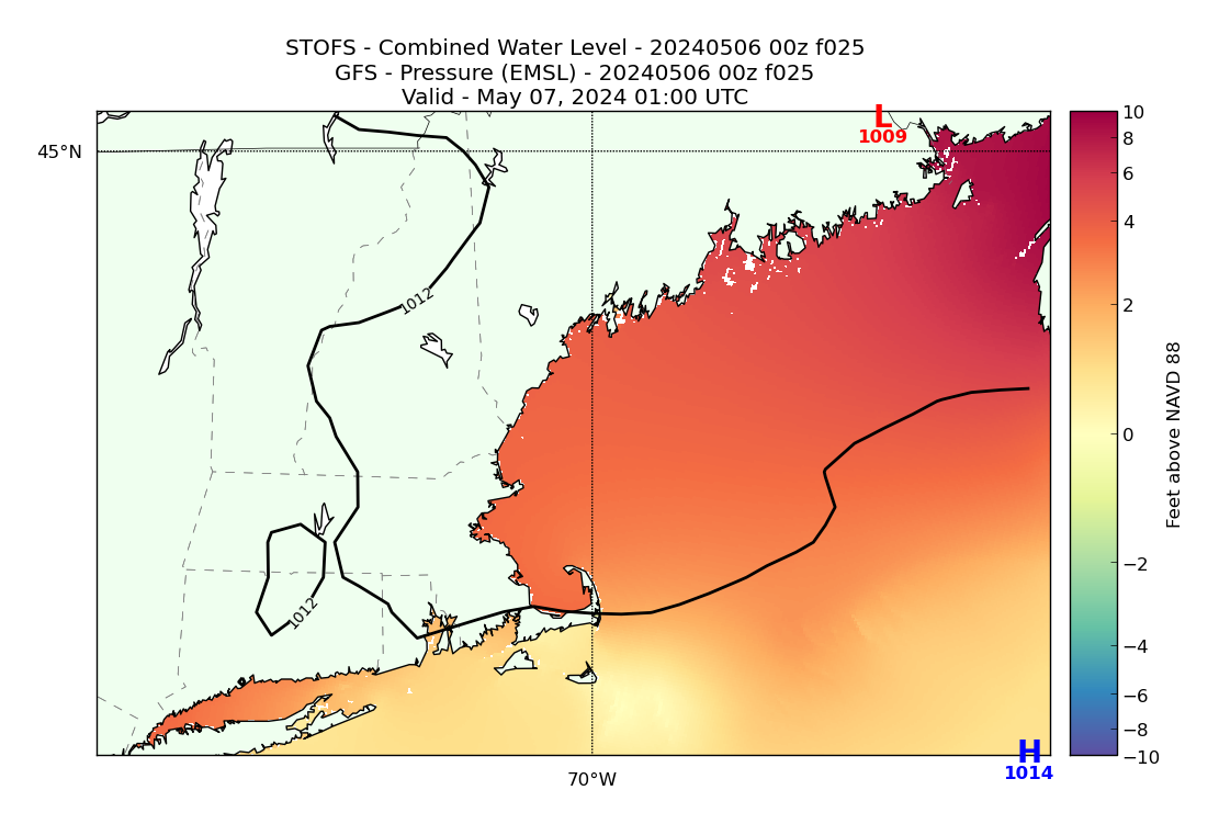STOFS 25 Hour Total Water Level image (ft)